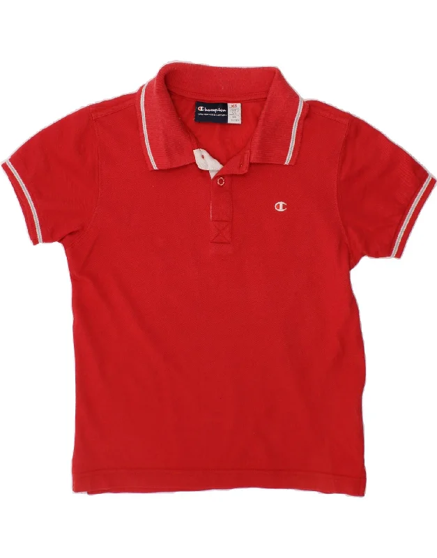 Versatile Comfort Wear CHAMPION Boys Polo Shirt 5-6 Years XS Red Cotton