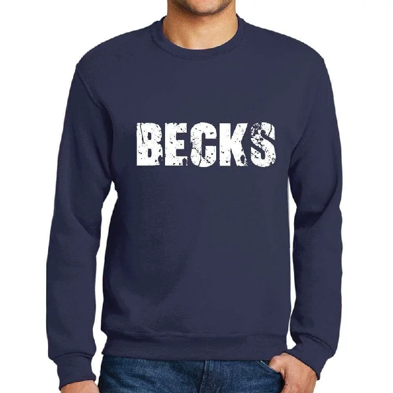 Soft Wear Men's Printed Graphic Sweatshirt Popular Words BECKS French Navy