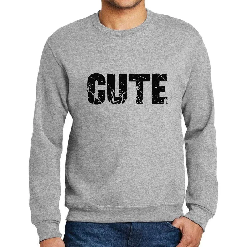 High-end Sense Men's Printed Graphic Sweatshirt Popular Words CUTE Grey Marl