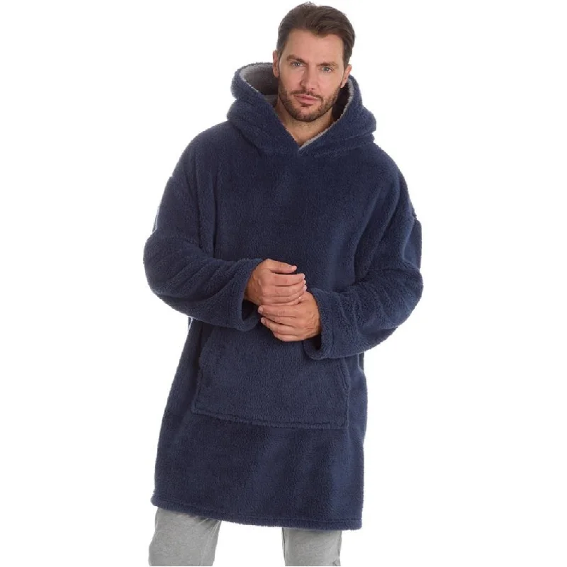 Simple Chic Huggable Hoodie Fleece Oversized Mens Blanket Hoody - Navy