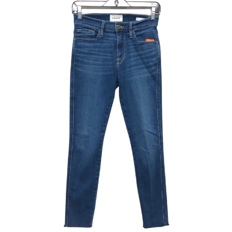 Weekend Wear Jeans Skinny By Frame In Blue Denim, Size:4