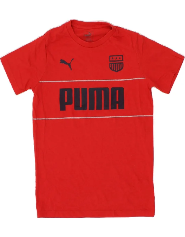 Must-have For Autumn And Winter PUMA Boys Graphic T-Shirt Top 14-15 Years Large  Red Cotton