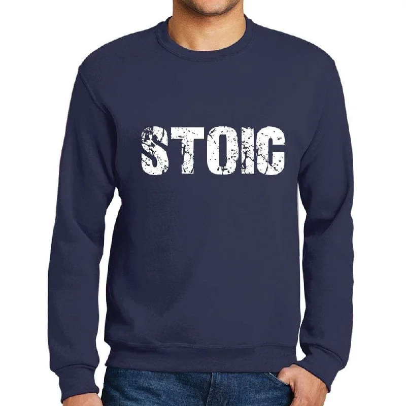 Trendy Items Men's Printed Graphic Sweatshirt Popular Words STOIC French Navy