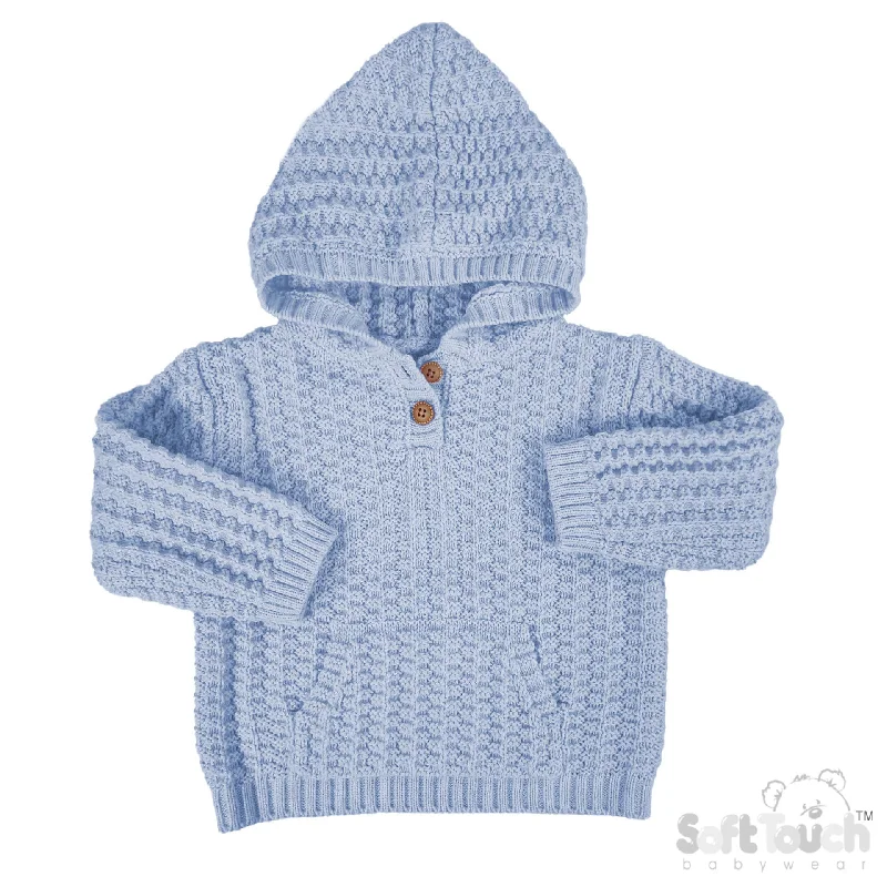 Fresh And Fashionable Cable Knit Hoodie - Blue (6-24m) (PK6) HD18-B