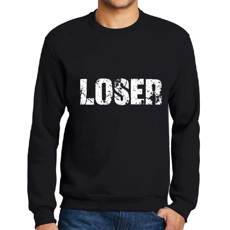 Soft Textures Men's Printed Graphic Sweatshirt Popular Words LOSER Deep Black