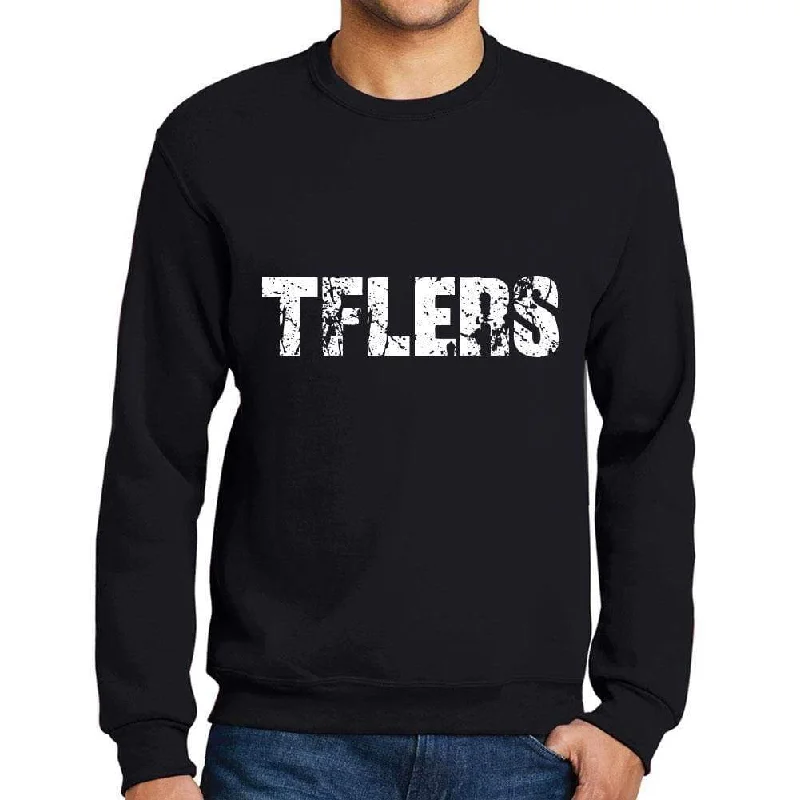 Comfy Chic Wear Men's Printed Graphic Sweatshirt Popular Words TFLERS Deep Black