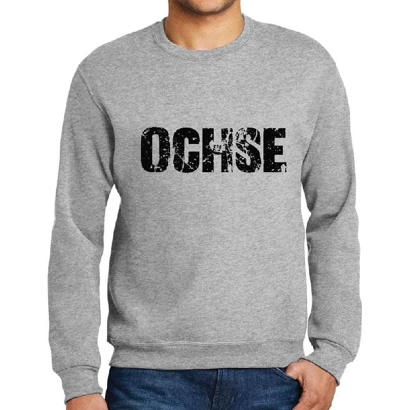 Bright Colors Men's Printed Graphic Sweatshirt Popular Words OCHSE Grey Marl