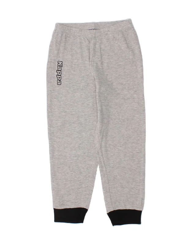 Trendy Dresses KAPPA Boys Graphic Tracksuit Trousers Joggers 5-6 Years Grey Cotton
