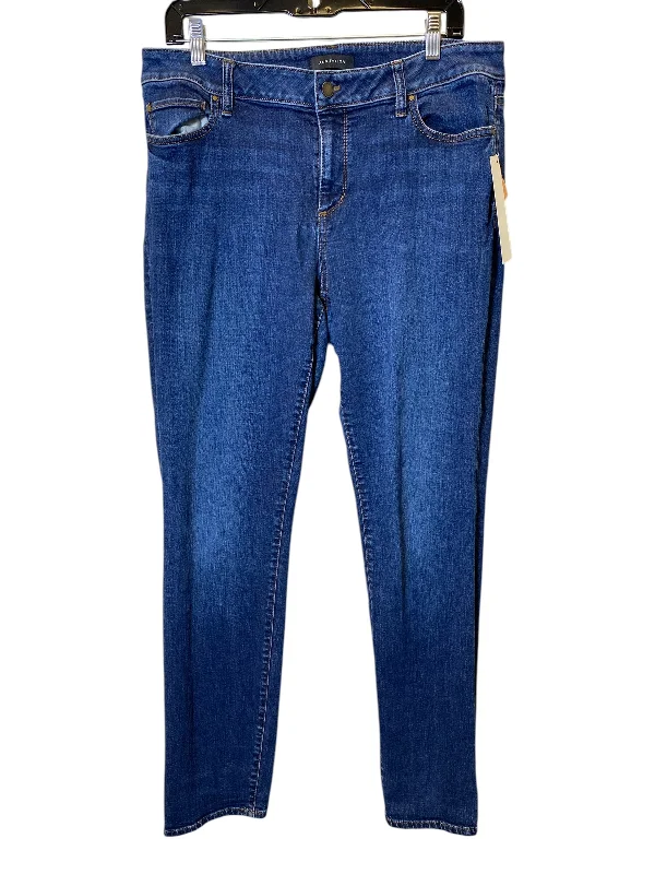Lazy Style Jeans Skinny By Ann Taylor In Blue Denim, Size: 14