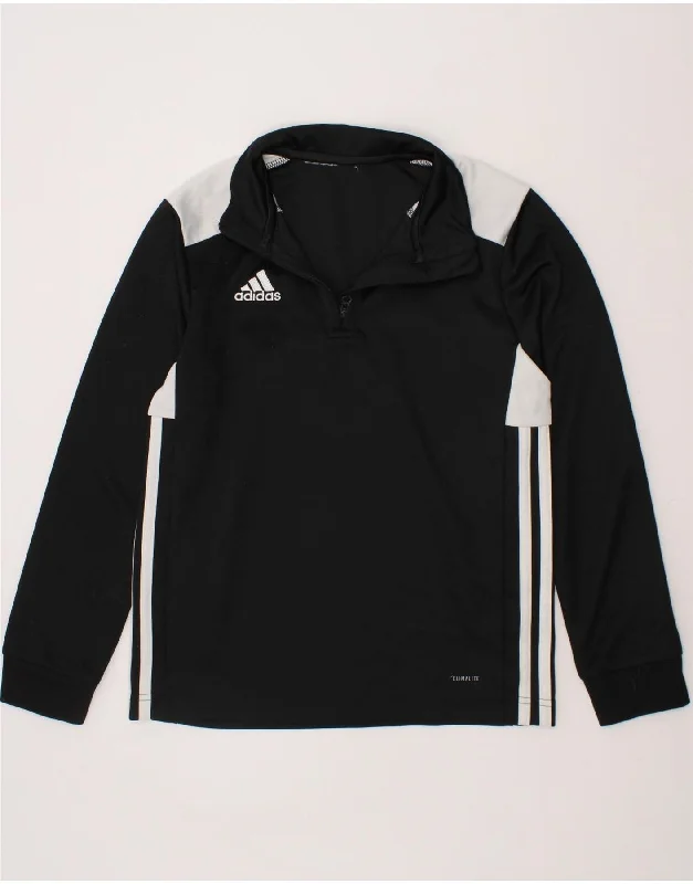 Light Layers ADIDAS Boys Climalite Zip Neck Pullover Tracksuit Top 8-9 Years Black