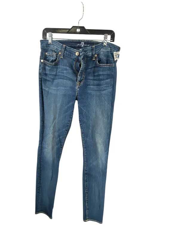 Party Wear Jeans Skinny By 7 For All Mankind In Blue Denim, Size: 30