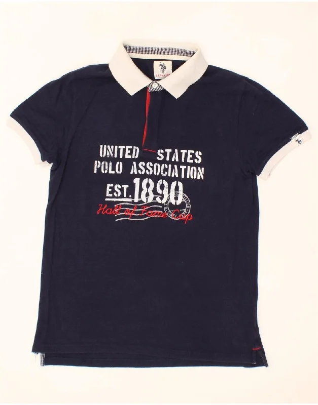 Cozy Layers US POLO ASSN Boys Graphic Polo Shirt 13-14 Years Navy Blue Cotton
