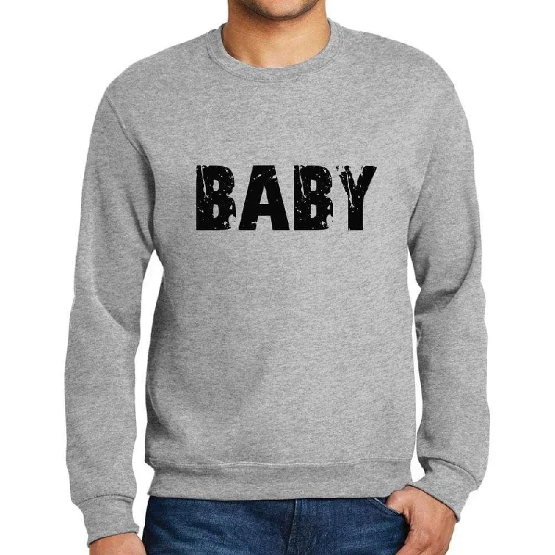 Everyday Style Men's Printed Graphic Sweatshirt Popular Words BABY Grey Marl