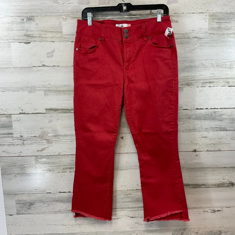 Simple And Comfortable Jeans Cropped By Cabi In Red Denim, Size: 8