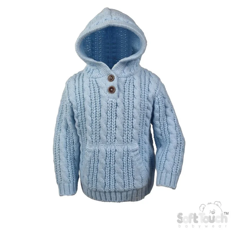 Fashionable Prints Cable Knit Hoodie - Blue (6-24m) (PK6) HD16-B