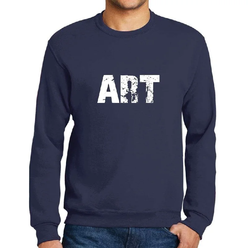 Fashion Classic Men's Printed Graphic Sweatshirt Popular Words ART French Navy