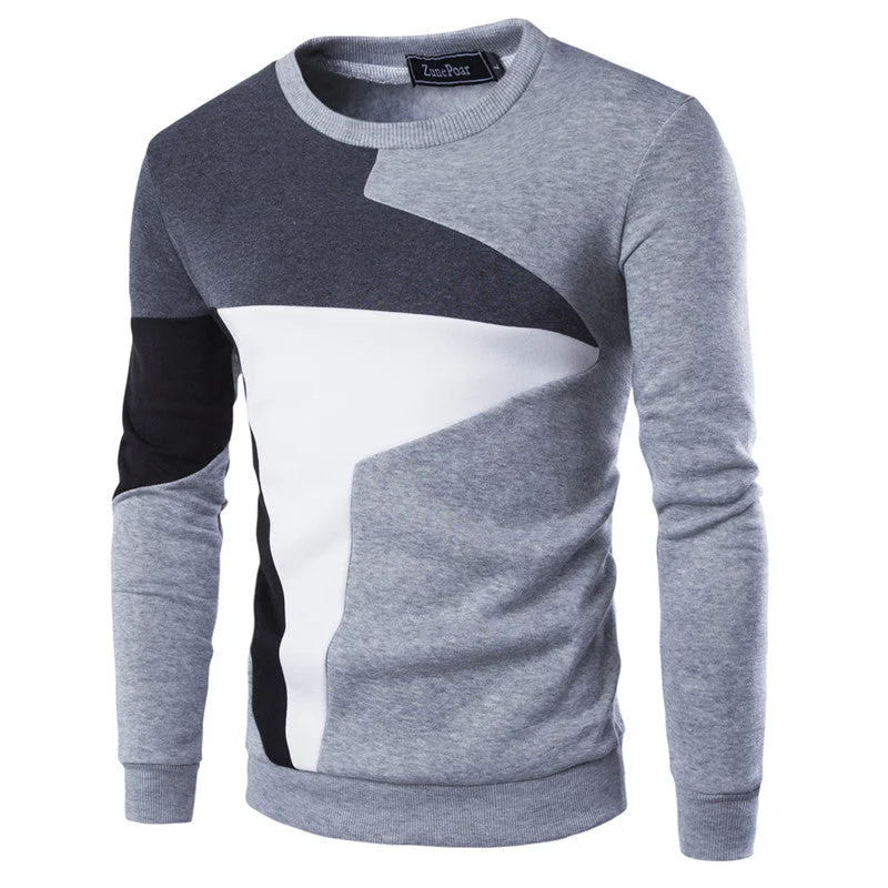 Smart Comfort Autumn Fashion Casual Sweatshirt O-Neck Patchwork Slim Fit Knitting Mens Hoodies And Pullovers Men Pullover 9238