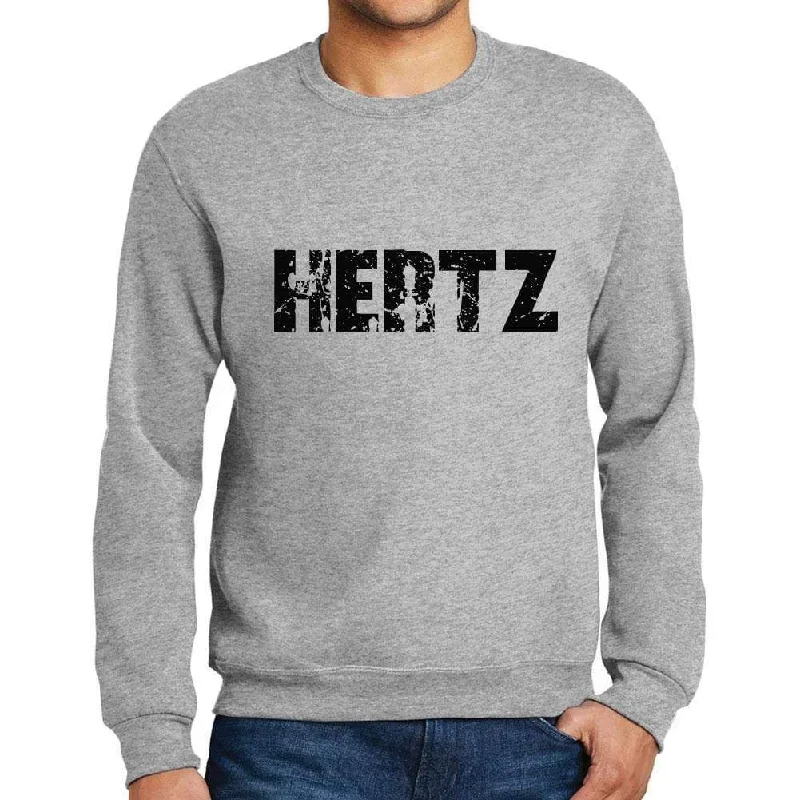 Soft Relaxation Wear Men's Printed Graphic Sweatshirt Popular Words HERTZ Grey Marl