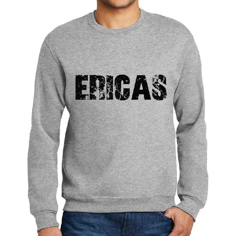 Comfortable Lounge Wear Men's Printed Graphic Sweatshirt Popular Words ERICAS Grey Marl