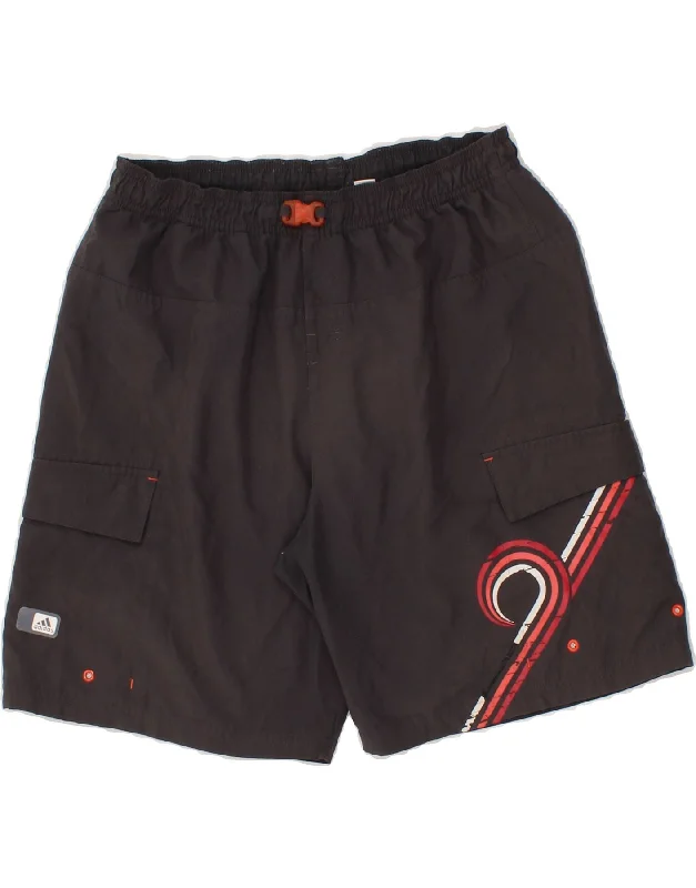 Economic Outlook ADIDAS Boys Graphic Swimming Shorts 15-16 Years Grey Polyester