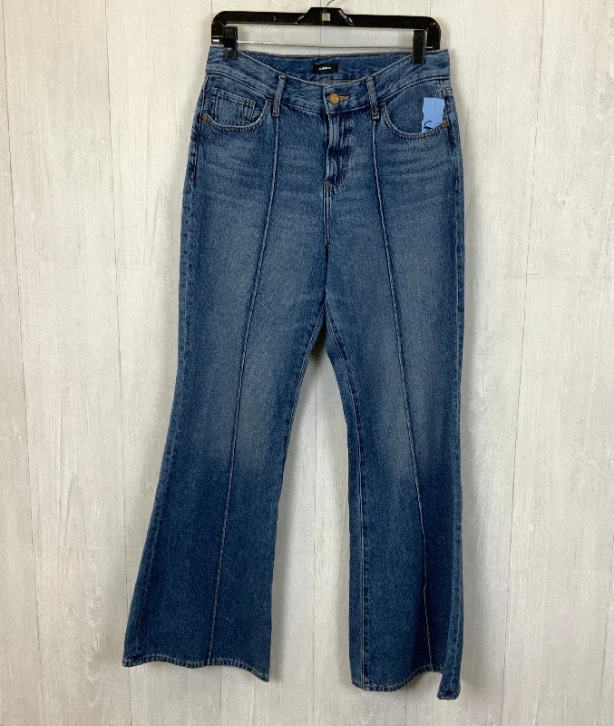 End Of The Year Jeans Flared By Express In Blue Denim, Size: 6