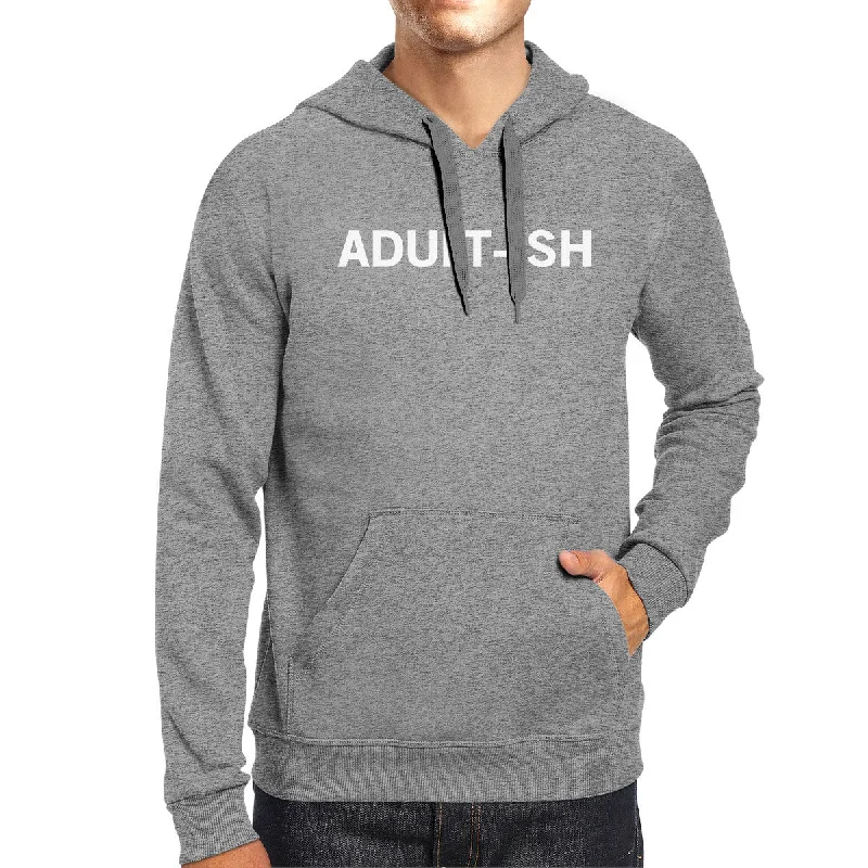 Casual Comfort Wear Adult-ish Unisex Heather Grey Hoodie Simple Trendy Typography Top