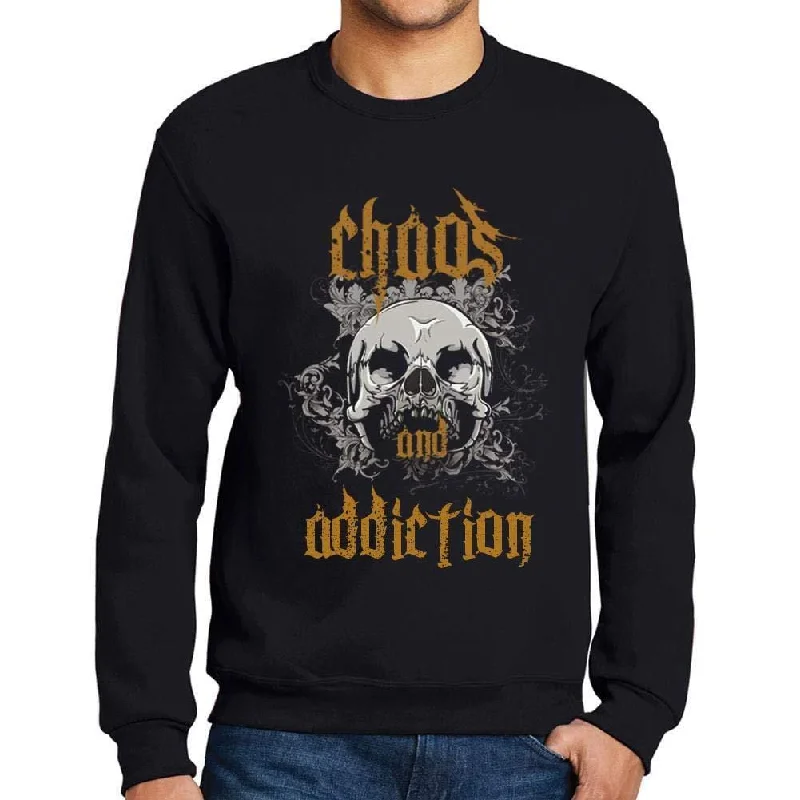 Sporty Elegance Ultrabasic - Homme Imprimé Graphique Sweat-Shirt Chaos and Addiction Noir Profond Sporty Elegance Ultrabasic - Homme Imprimé Graphique Sweat-Shirt Chaos and Addiction Noir Profond