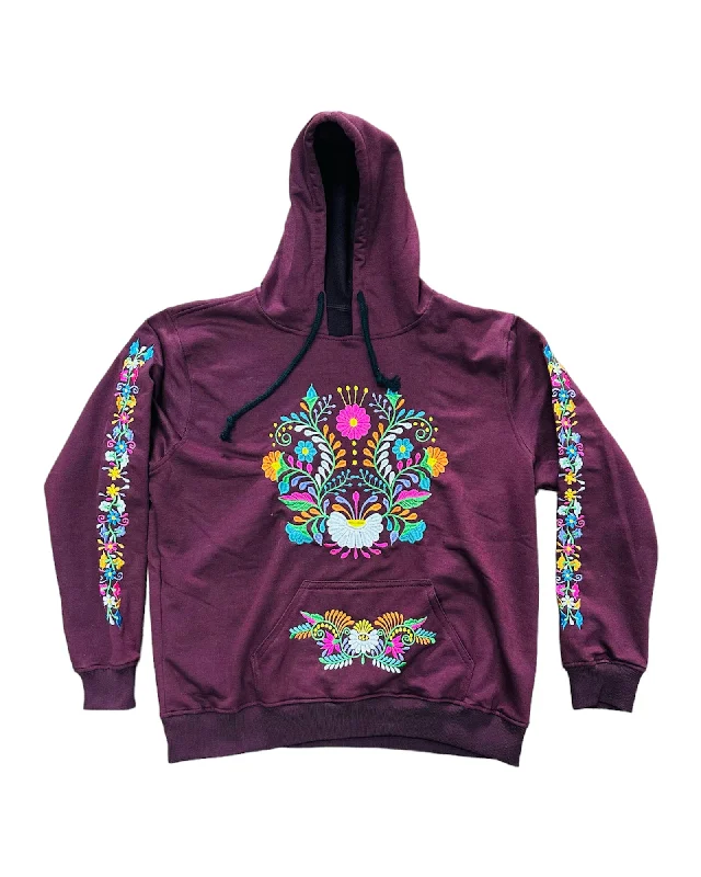Body Design Puebla Embroidered Hoodie Burgundy
