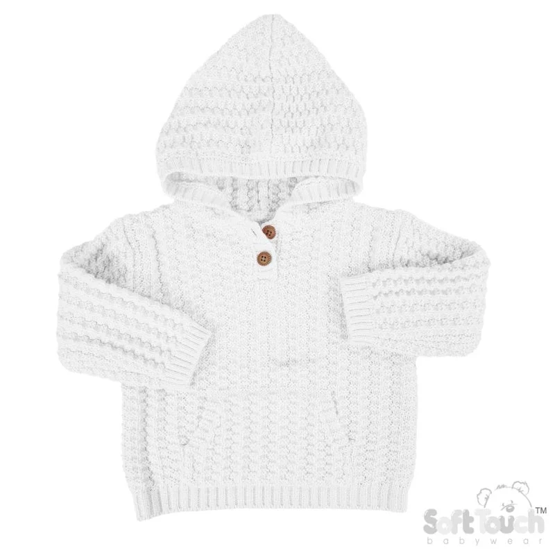 Comfortable Fashion Cable Knit Hoodie - White (6-24m) (PK6) HD18-W