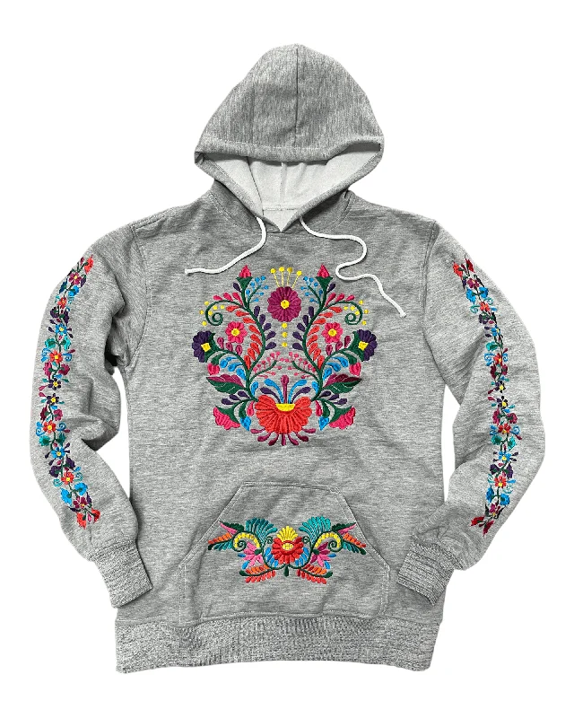 Must-have For Autumn And Winter Puebla Embroidered Hoodie Grey