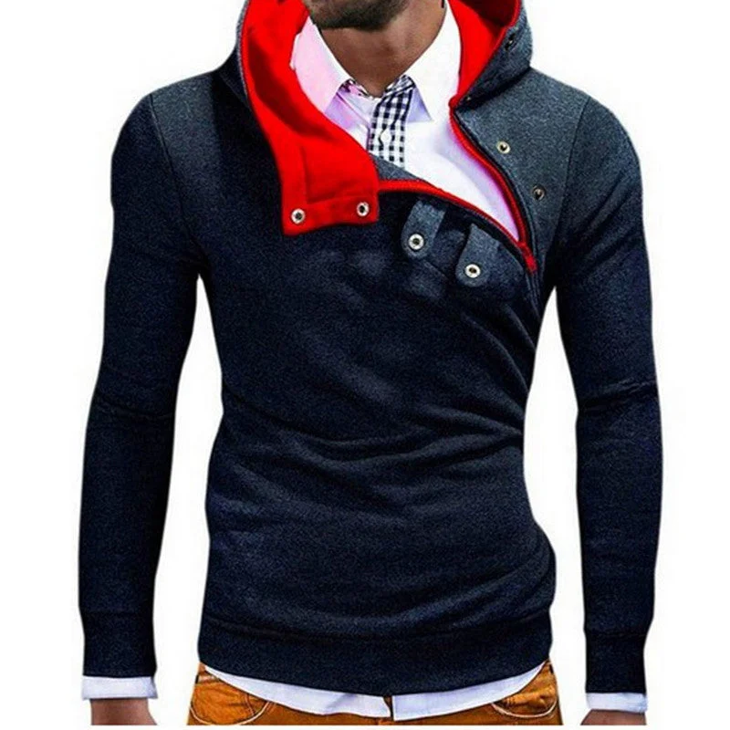 Comfortable Fashion Fashion Oblique Zipper Style Men Hoodies Autumn Clothing Slim Fit Poleron Hombre Plus Size M-3XL Assassins Creed Hoodie