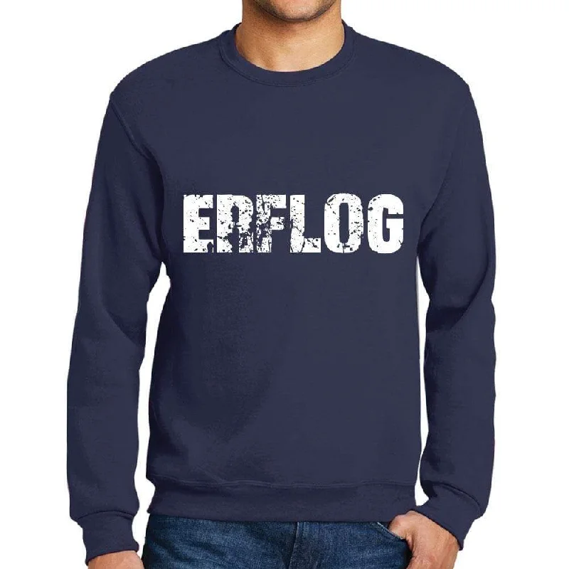 Elegant Outline Men's Printed Graphic Sweatshirt Popular Words ERFLOG French Navy