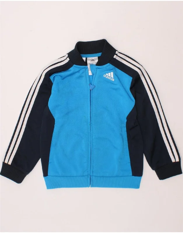 Elegant Tailoring ADIDAS Boys Tracksuit Top Jacket 3-4 Years Blue Colourblock Polyester