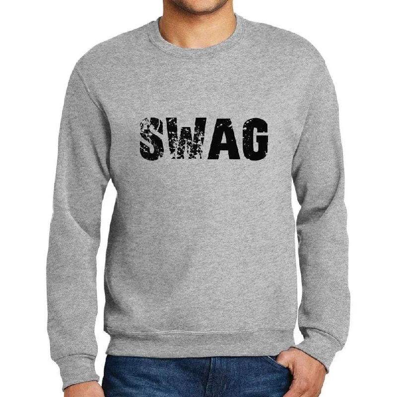 Everyday Outfits Men's Printed Graphic Sweatshirt Popular Words SWAG Grey Marl