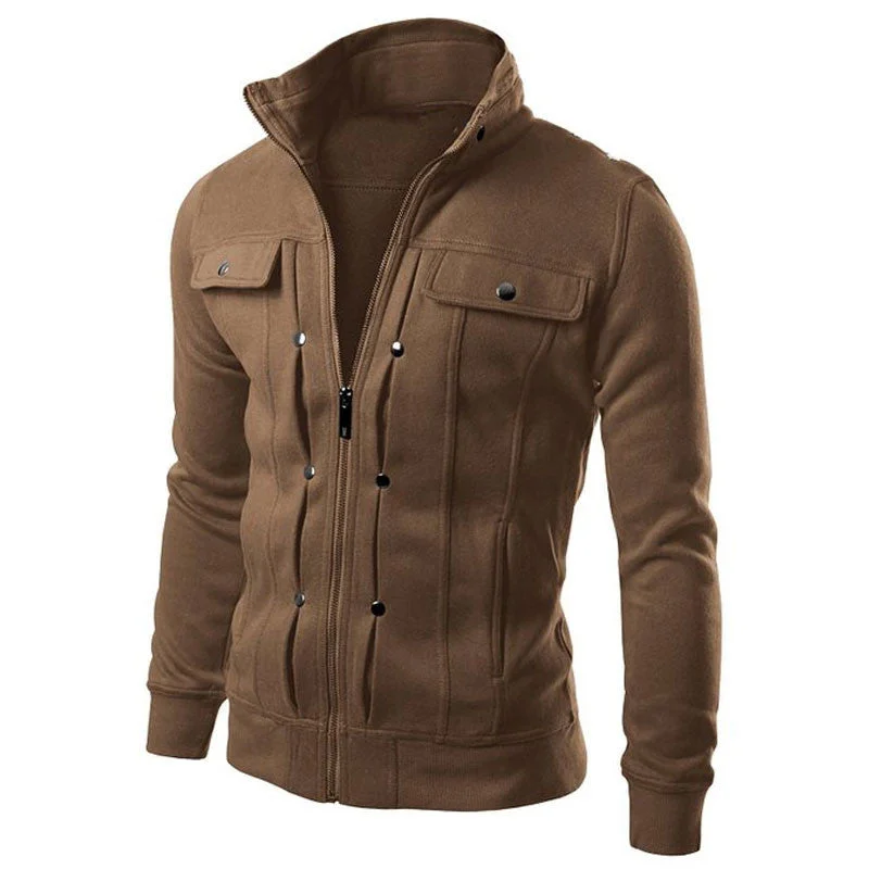 Fashionable Ease Fashion Men's Hoodies Zip-up Pockets Casual Long Sleeved Plus Size Clothing Fit Sweatshirts 5 Colors Sudaderas