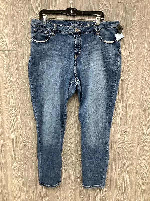 British Style Jeans Skinny By Falls Creek In Blue Denim, Size: 20