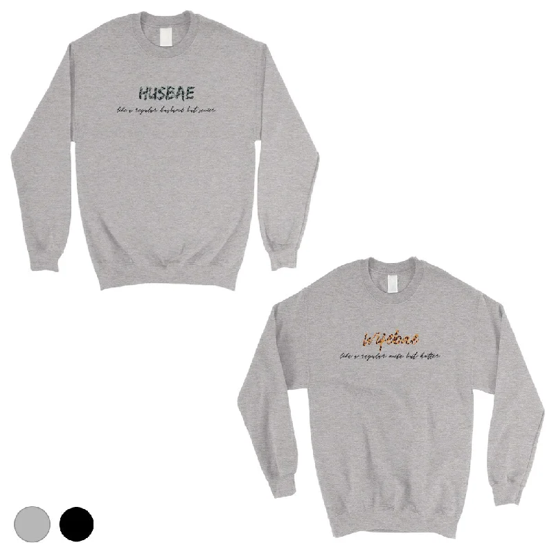 Breathable Style Husbae Wifebae Leopard Military Matching Sweatshirt Pullover Gifts
