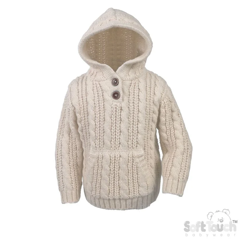 Breathable Design Cable Knit Hoodie - Cream (6-24m) (PK6) HD16-C