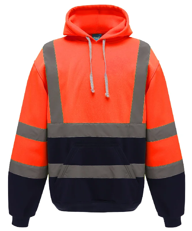 Everyday Chic Orange/Navy - Hi-vis pull-over hoodie (HVK05)