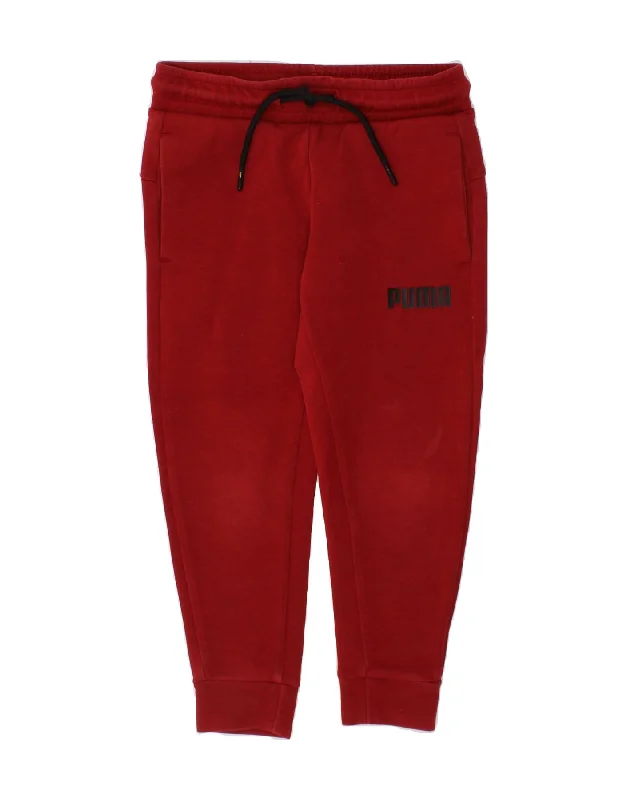 Effortless Outfits PUMA Girls Graphic Tracksuit Trousers Joggers 3-4 Years Red Cotton