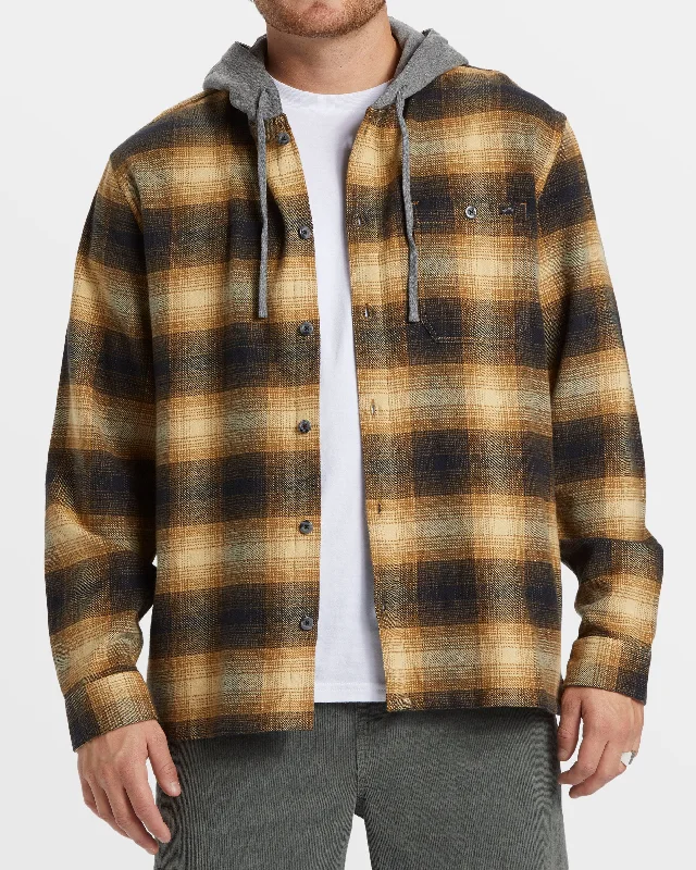 Warm Chic Outfits Baja Hooded Long Sleeve Flannel Shirt - Otter