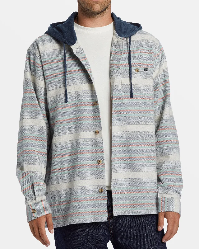 Classic Series Baja Hooded Long Sleeve Flannel Shirt - Slate Blue