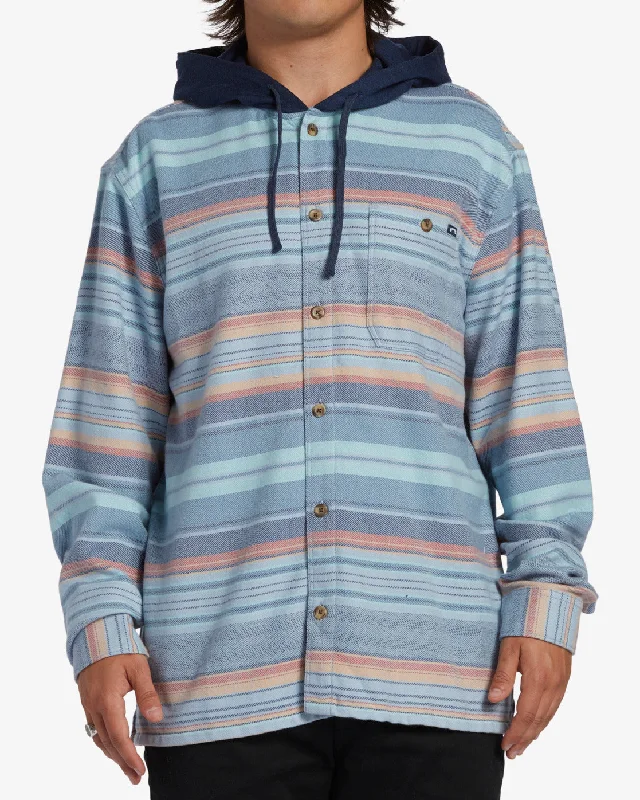 Light And Breathable Baja Hooded Long Sleeve Flannel Shirt - Maya Blue