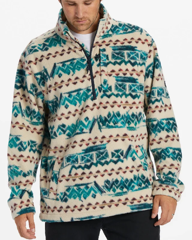 British Style Boundary Half-Zip Mock Neck Fleece - Bone