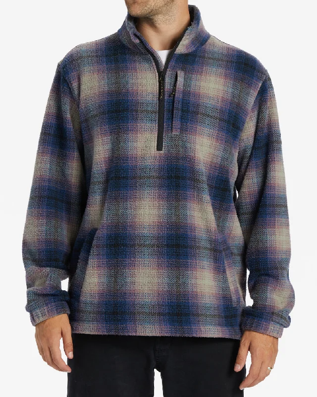 Elegant And Charming Boundary Half-Zip Mock Neck Fleece - Dark Blue