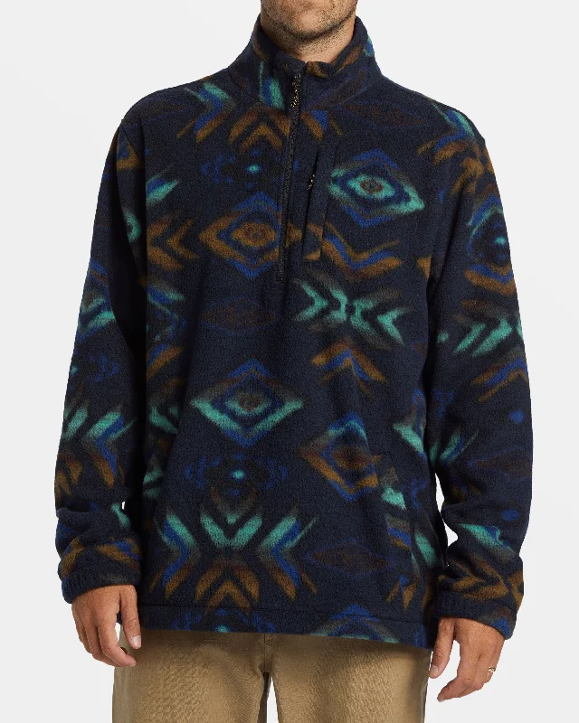Celebrity Style Boundary Polar Fleece Half Zip Pullover - Navy