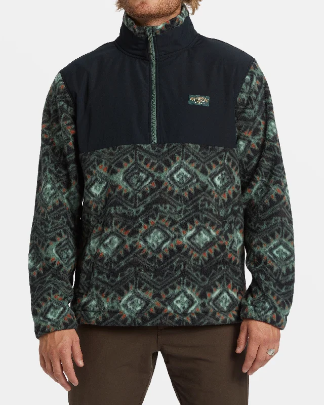 French Style Boundary Re-issue Polar Fleece Half Zip Pullover - Black
