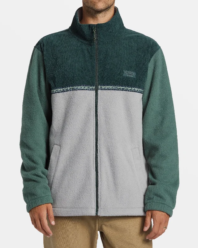 Simple Style Boundary Trail Polar Fleece Full Zip Pullover - Forest Green