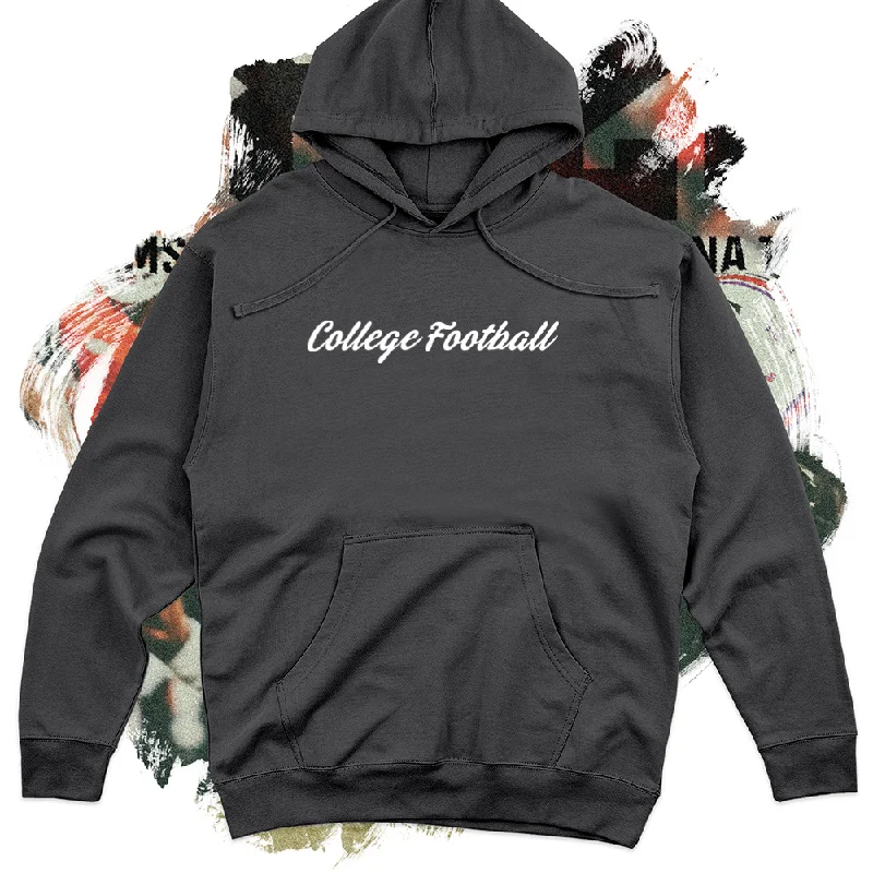 Cozy Fashion College Football Script White Midweight Hoodie