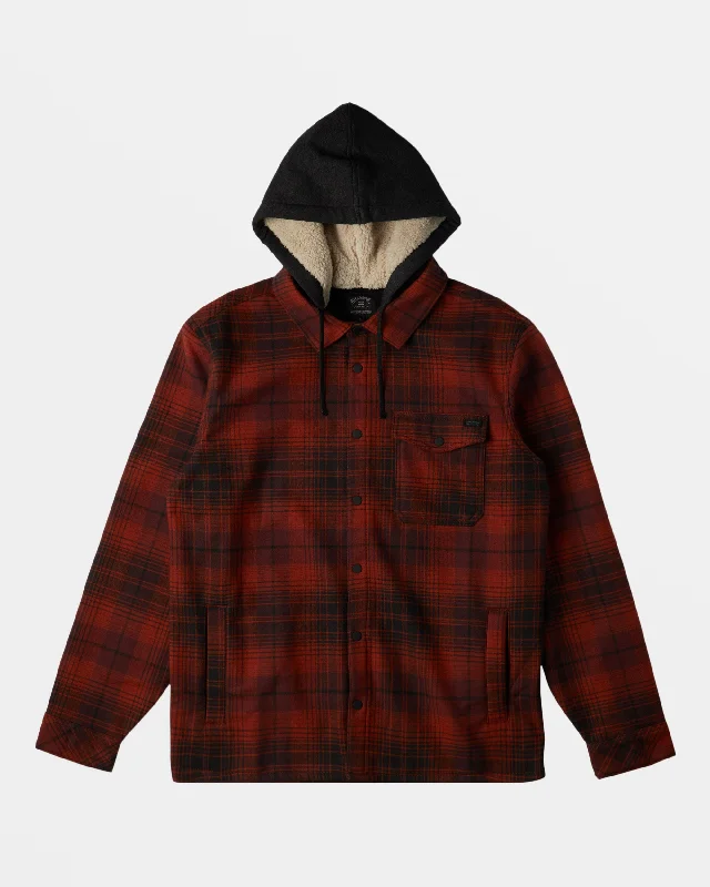 Single-shoulder Neck Design A/Div Furnace Bonded Long Sleeve Flannel Shirt - Sangria